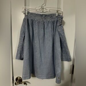 Tommy Hilfiger Blue Pinstripe Off The Shoulder Blouse